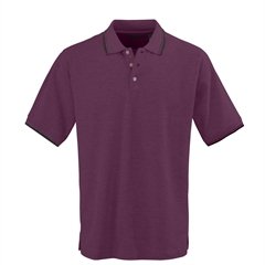 Men's Rib Collar & Cuff Tipping Polo MEN'S POLO, 60C/40P, WNE/WHT, 3XL