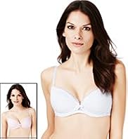 2 Pack Per Una Lace Trim Underwired B-DD Bras