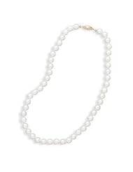 24" 5.5-6mm Grade A Cultured Akoya Pearl Necklace Individually Knotted with a 14K Yellow Gold Clasp