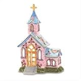 CHURCH HOUSE CANDLEHOLDER PINK TEALIGHT CANDLE HOLDER