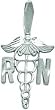 14K White Gold Diamond Cut Small RN Caduceus Charm