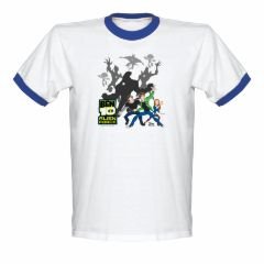 Ben 10 Shirts - Ben Gwen and Kevin with Alien Shadows 6.1 oz Cotton Youth Ringer Tee