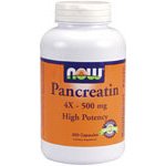 Now Foods Pancreatine 4X - 500mg, Capsules, 250-Count