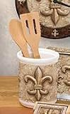 Fleur d Lis UTENSIL CROCK holder KITCHEN home decor NEW
