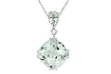 3 5/8 Carat Green Amethyst and White Topaz 14K White Gold Pendant w/Chain