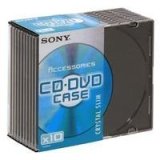 Sony 10CDSL - Storage CD slim jewel case - capacity: 1 CD, 1 DVD - black, transparent (pack of 10 )