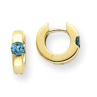 14k Blue Topaz Hinged Hoop Earrings by Blue-Topaz Jewelry