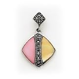 Sterling Silver Marcasite Pink and Yellow Mother of Pearl Pendant