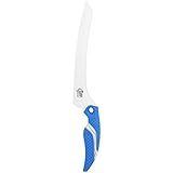 Cuda 9-Inch Titanium Bonded Offset Serrated Knife, Blue
