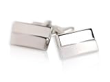 Modern Rectangular Silver Cufflinks with Brushed and Polished Finish with Presentation Box