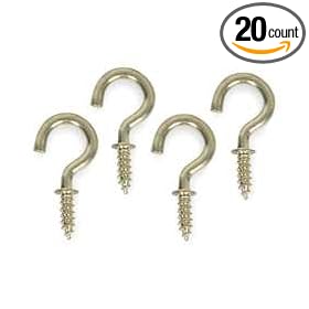 Battalion 1WBH3 Cup Hook, Brass, Length 1/2 In, PK 20