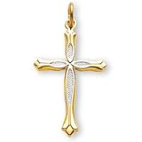 24K Gold over Sterling Silver and Sterling Silver Two Tone Cross and 18-inch Chain