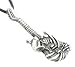 SKULL GUITAR Silver Tone PEWTER Pendant Necklace