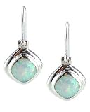 Morningflower Diamond Shaped White Opal Earrings