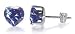 Sterling Silver Blue Sapphire Cubic Zirconia 5 MM Heart Stud Earrings