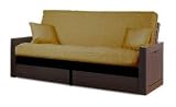 Cottonwood Cuba Storage Arm Solid Wood Arm with Steel Grid Mainframe Convertible Futon Frame