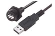 USB Cable, Waterproof Panel Mount Type A Female - Standard Type A Male, 2.0m