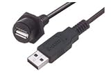 USB Cable, Waterproof Panel Mount Type A Female - Standard Type A Male, 2.0m