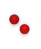 14k Yellow 6 mm Round Dark-Red Coral Earrings