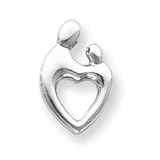 14k White Gold Heart Shaped Mother and Child Pendant
