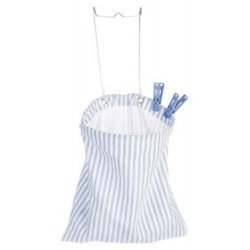 Kitchen: Oxford Cotton Clothespin Bag   Stores Clothespins  White/Blue   11.75