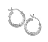 14KT White Gold Diamond Cut Hoop Earring - B0002CWVH6