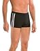 Speedo Men's Fashion Xtra Life Lycra Solid Striped Shoreline Square Leg Swimsuit, Bla...