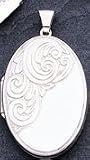 Sterling Silver Scroll Oval Locket with 20 inch Sterling Silver Chain