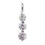 Sterling Silver 3 Stone Style Round White CZ Pendant - Past Present Future