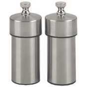 4 - 10cm Futura - Brushed Stainless Pepper Mill Salt Mill Set by Chef Specialties