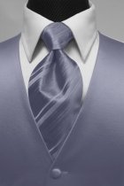 Satin Tuxedo Vest Periwinkle with Coordinating Stripe Windsor Band Tie