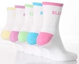 Ladies 5 Pair Elle Rib Ankle Sport Socks With Cushioned Foot