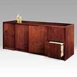92000 Series Credenza with Doors and Full-Height Pedestals, Henna Cherry