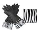 Gloveables Black with Black Zebra Trim & a Black Patent Bow