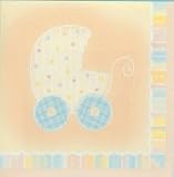 Baby Carriage Baby Shower Napkins - Boy or Girl Baby Shower Beverage Napkins - 16 Count