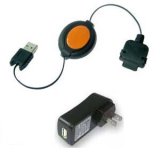 For For Sony Clie PEG-N610C/ N710C/ N760C Retractable Sync and Charge Cable - Travel Charger Bundle