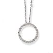 14k White Gold Link Chain with Diamond Circle Pendant Necklace- 18" (0.25ctw)