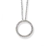 14k White Gold Link Chain with Diamond Circle Pendant Necklace- 18 IN (0.25ctw)