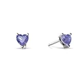 14K White Gold Heart Genuine Tanzanite Stud Earrings