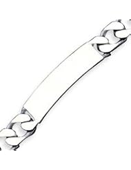 Sterling Silver 7.5 Inch Engraveable Antiqued Curb Link ID Bracelet - 7.5 Inch