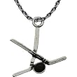 Silver Hockey Sticks and Puck Necklace