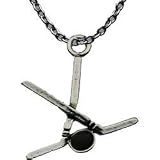 Silver Hockey Sticks and Puck Necklace
