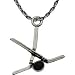 Silver Hockey Sticks and Puck Necklace