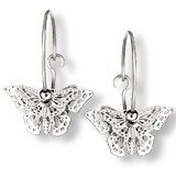 3-D Earrings. BABYBFSS Sterling Silver .3-D small Butterflies on a hoop earring.