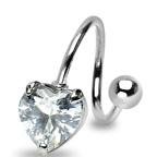 Body Accentz™ Belly Button Ring Navel Spiral Heart Body Jewelry Dangle 14 Gauge