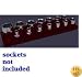 1/2 In Drive Shallow Socket Organizer w/ Magnetic Base 14 Hole - Black