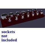 1/2 In Drive Shallow Socket Organizer w/ Magnetic Base 14 Hole - Black