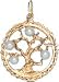 Tree of Life in Open Circle, 14K Gold Charm