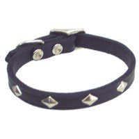 Circle T Diamond Stud Leather Collar- 3/8" width