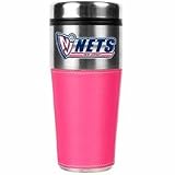 NBA New Jersey Nets 16-Ounce Stainless Steel Travel Tumbler with Pink Sleeve
